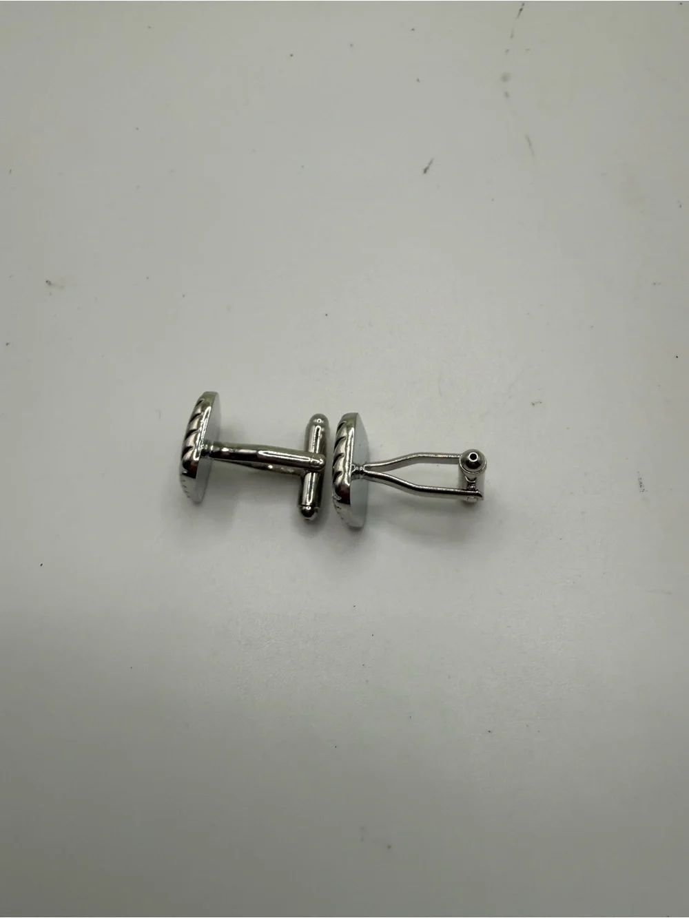 Silver Ribbed Rectangular Cufflinks - Classic Men’s Accessory Brand New